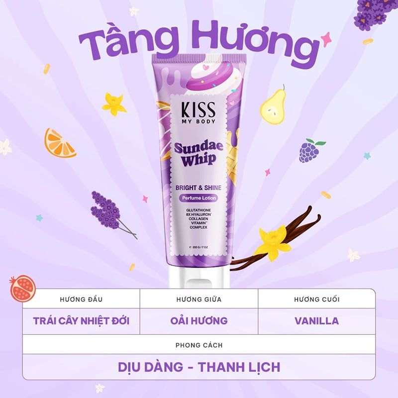 Sữa Dưỡng Thể Kiss My Body Hỗ Trợ Trắng Da Toàn Thân Hương Nước Hoa Bright & Shine Perfume Lotion
