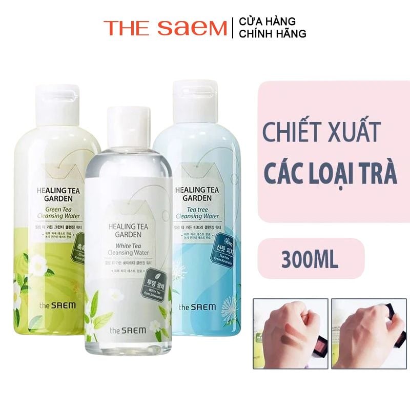 Nước Tẩy Trang The Saem Chiết Xuất Từ Các Loại Lá Trà Healing Tea Garden Cleansing Water 300ml