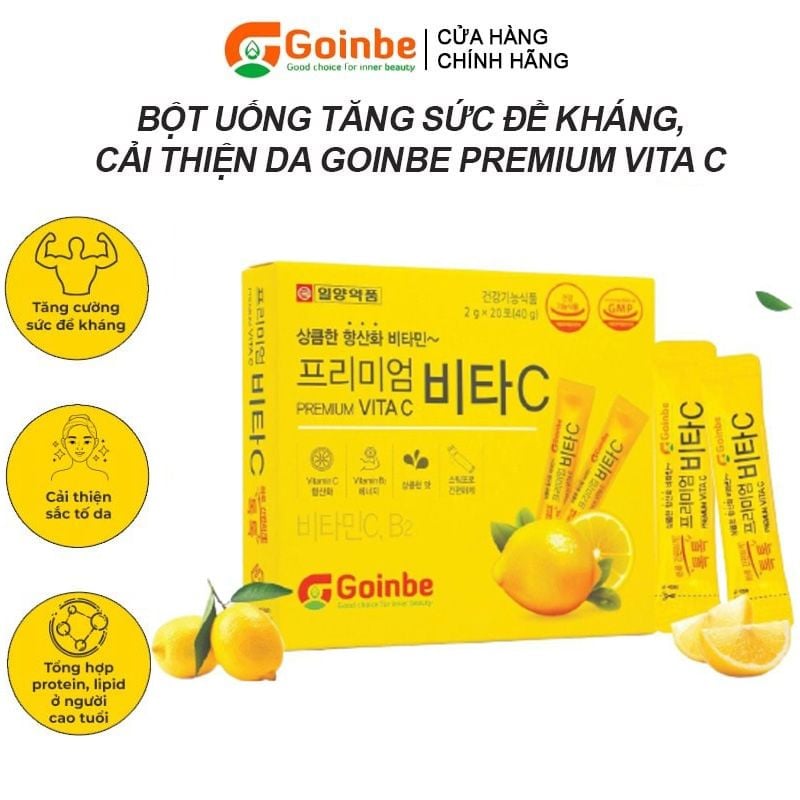 Bột Uống Vitamin C Tăng Sức Đề Kháng, Cải Thiện Da Goinbe Premium Vita C