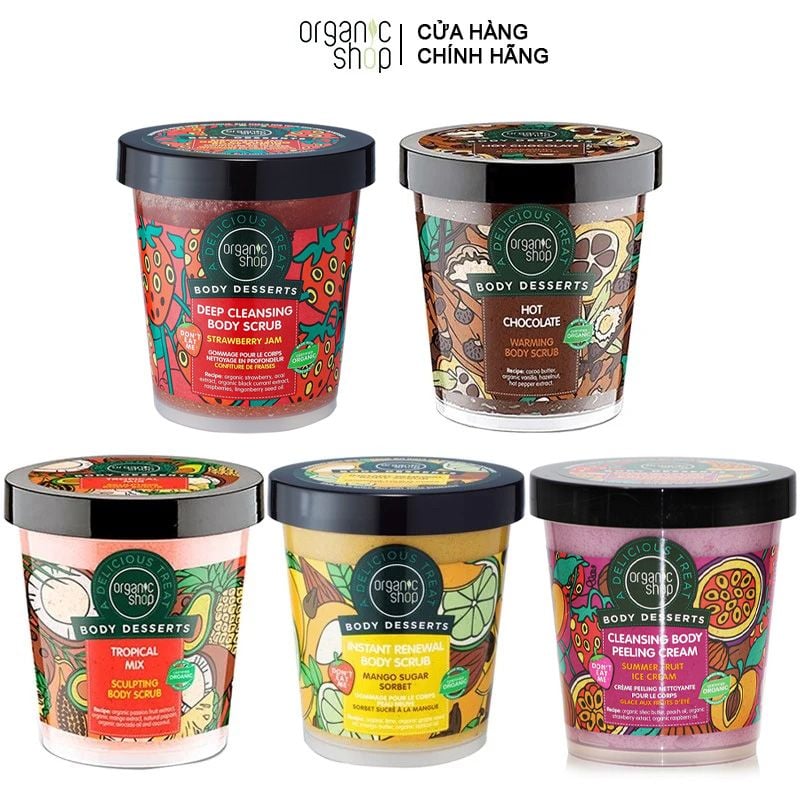 Tẩy Tế Bào Chết Toàn Thân Organic Shop Body Desserts 450ml - STRAWBERRY JAM