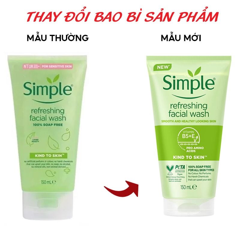 Sữa Rửa Mặt Dịu Nhẹ, Dành Cho Da Nhạy Cảm Simple Kind To Skin Refreshing Facial Wash 150ml