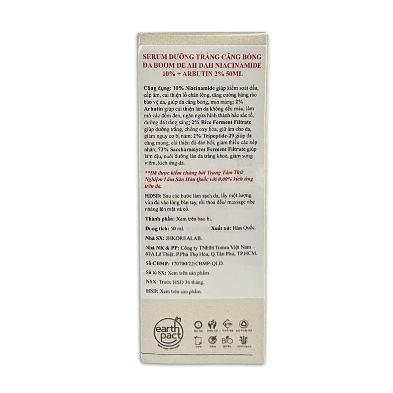 Huyết Thanh Dưỡng BOOM DE AH DAH Hỗ Trợ Trắng Căng Bóng Da Niacinamide Ampoule 50ml