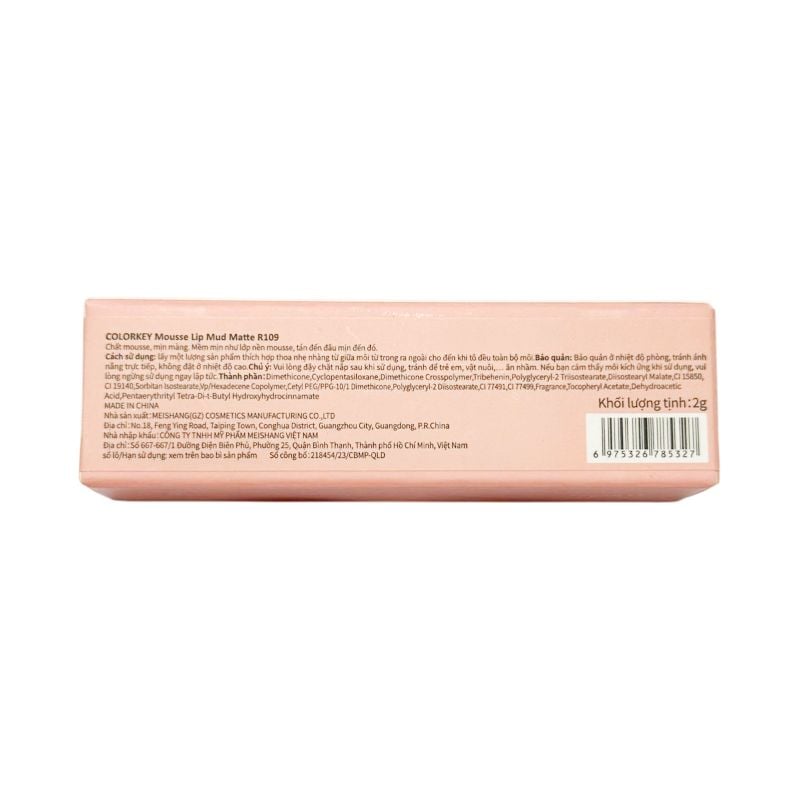 Son Kem Bùn Mềm Mịn Như Nhung Colorkey Mousse Lip Mud Matte 2g