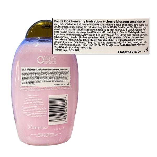  Dầu Xả OGX Cấp Ẩm, Tóc Suôn Mượt & Bóng Khỏe, Chiết Xuất Hoa Anh Đào Heavenly Hydration + Cherry Blossom Conditioner 385ml 