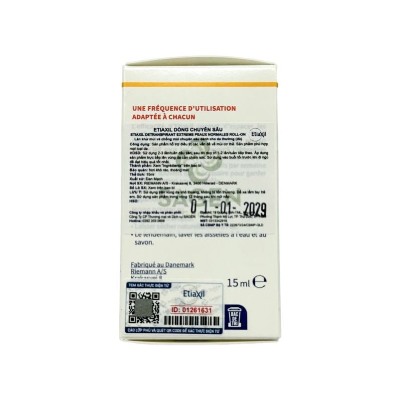 Lăn Khử Mùi, Giảm Mồ Hôi Etiaxil Detranspirant 15ml (Che tên sản phẩm khi giao hàng)