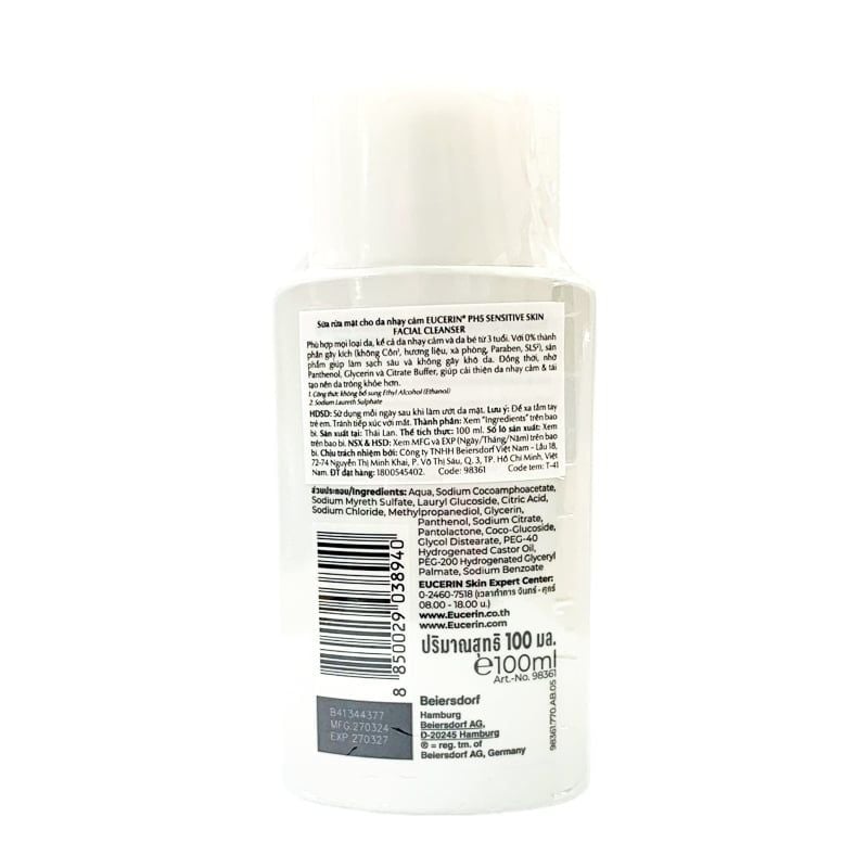 Sữa Rửa Mặt Eucerin Làm Sạch Sâu Cho Da Nhạy Cảm pH5 Facial Cleanser Sensitive Skin