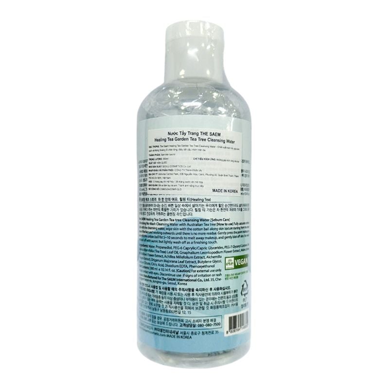 Nước Tẩy Trang The Saem Chiết Xuất Từ Các Loại Lá Trà Healing Tea Garden Cleansing Water 300ml