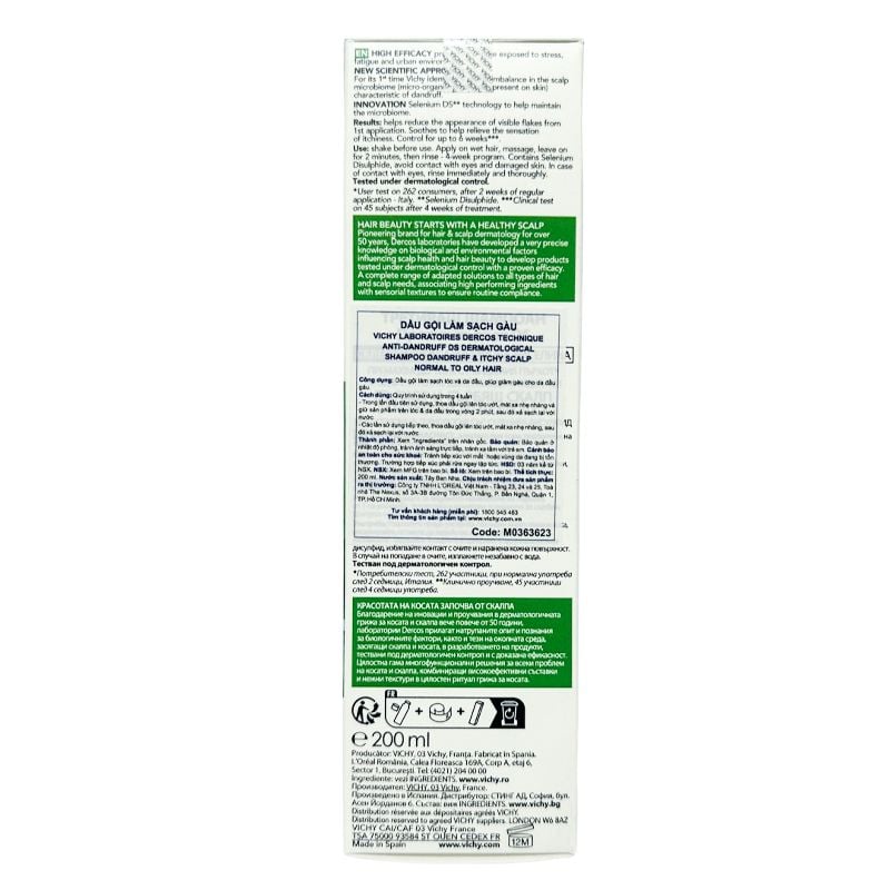 [200ml] Dầu Gội Vichy Làm Sạch Gàu, Hỗ Trợ Giảm Ngứa Dành Cho Da Dầu Dercos Anti Dandruff Dermatological Shampoo