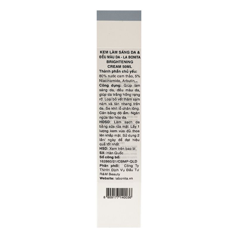 Kem Dưỡng La Bonita Hỗ Trợ Trắng Da Và Đều Màu Da Brightening Cream 50ml