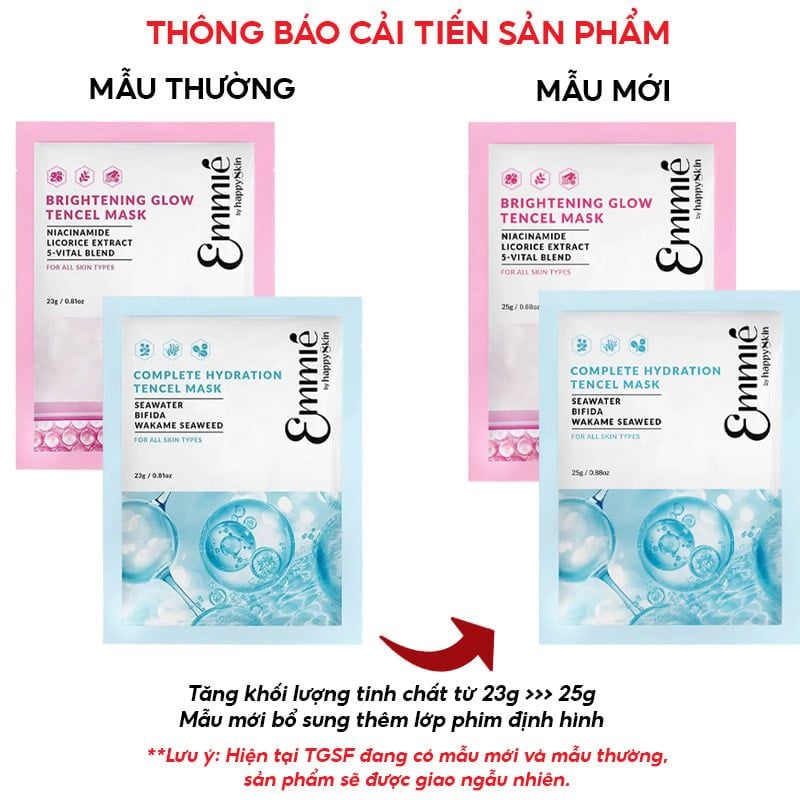 Mặt Nạ Emmié By HappySkin Cấp Ẩm, Dưỡng Sáng Da Tencel Mask