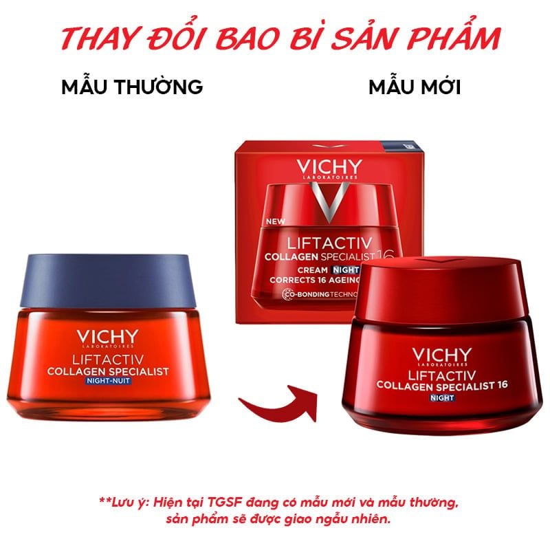 Kem Dưỡng Hỗ Trợ Sáng Da, Mờ Thâm Nám Ban Đêm Vichy Liftactiv Collagen Specialist Night 50ml