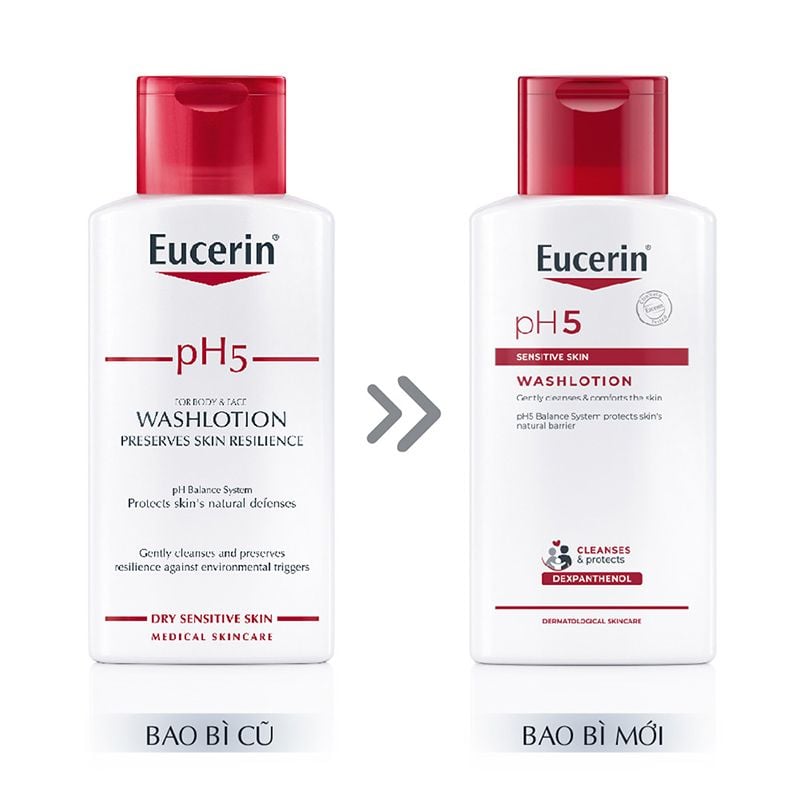Sữa Tắm Eucerin Làm Sạch Da Mặt Và Toàn Thân Cho Da Nhạy Cảm pH5 WashLotion