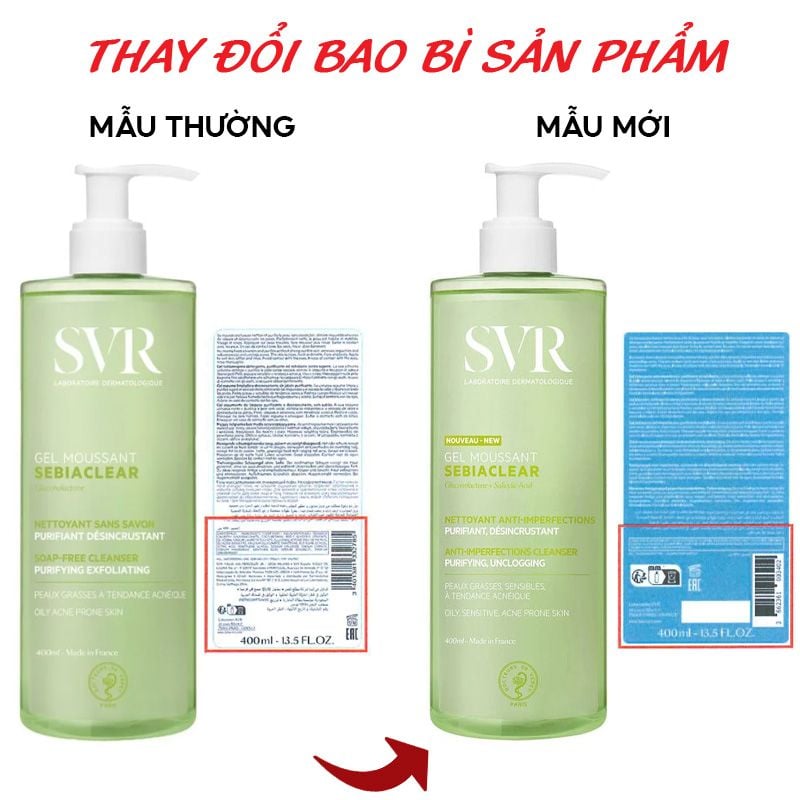Sữa Rửa Mặt SVR Dạng Gel Không Chứa Xà Phòng Dành Cho Da Dầu Sebiaclear Gel Moussant