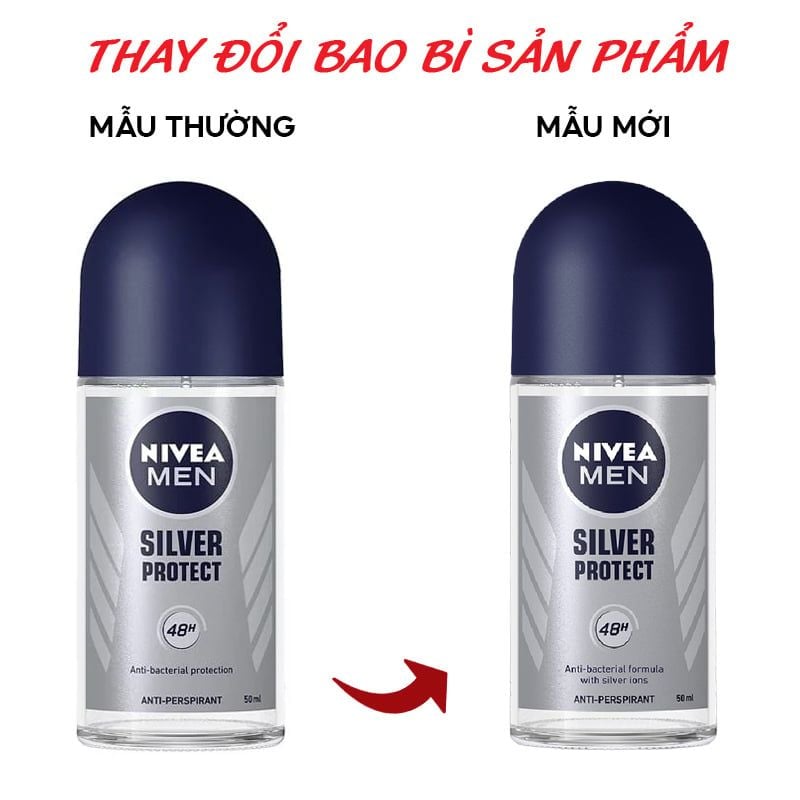 Lăn Ngăn Mùi Cho Nam Phân Tử Bạc Nivea Men Silver Protect Anti-Perspirant Roll On (Che tên sản phẩm khi giao hàng)