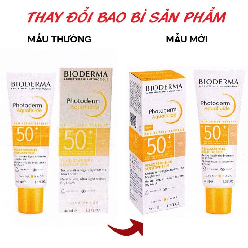 Kem Chống Nắng Bioderma Hỗ Trợ Giảm Bóng Nhờn, Tông Màu Tự Nhiên Photoderm Max Aquafluide Teinte Claire SPF50+ PA++++ 40ml