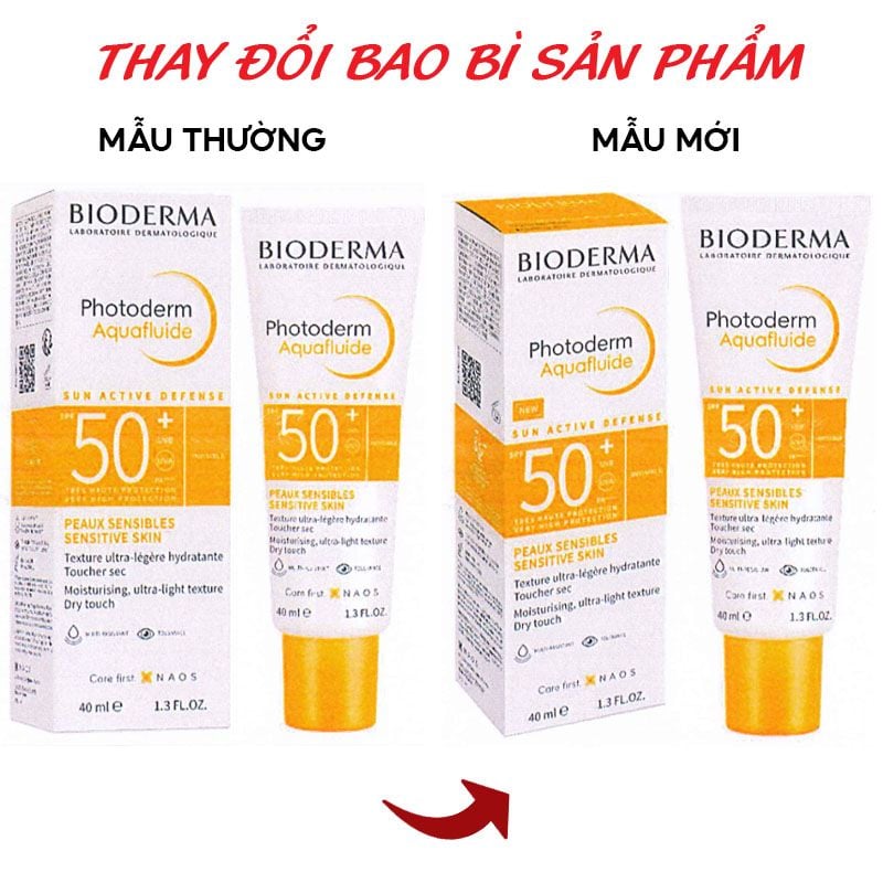 Kem Chống Nắng Hóa Học, Kiểm Soát Dầu, Không Màu Bioderma Photoderm Aquafluide SPF50+/PA++++ 40ml