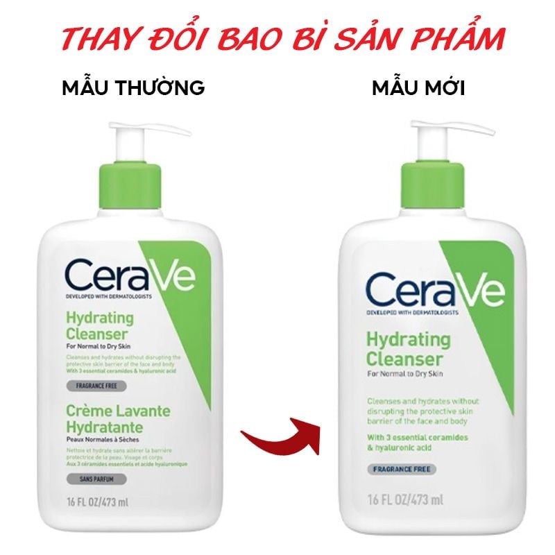 Sữa Rửa Mặt Cerave Dưỡng Ẩm, Làm Sạch Sâu Dành Cho Da Thường & Da Khô Developed With Dermatologists Hydrating Cleanser