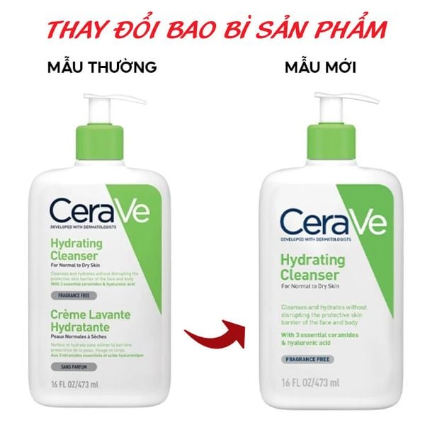  Sữa Rửa Mặt Cerave Dưỡng Ẩm, Làm Sạch Sâu Dành Cho Da Thường & Da Khô Developed With Dermatologists Hydrating Cleanser 