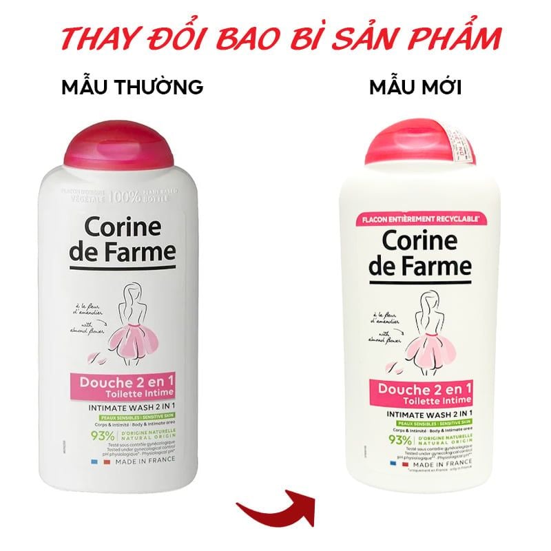 Sữa Tắm Corine De Farme Làm Sạch Nhẹ Nhàng Cơ Thể Và Vùng Kín Shower Gel 250ml