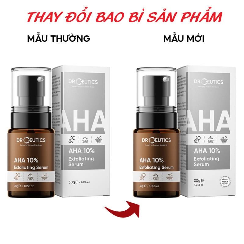 Serum DrCeutics Loại Bỏ Tế Bào Chết, Làm Sáng Da, Ngăn Ngừa Lão Hóa DrCeutics AHA 10% Exfoliating Serum 30g