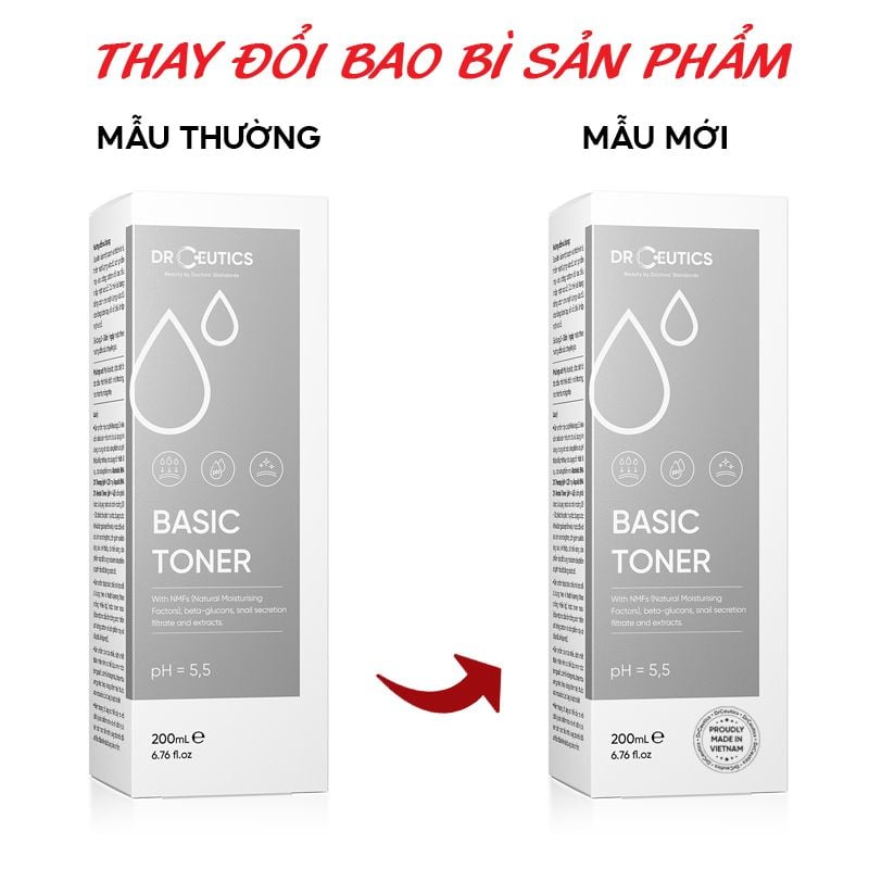 Nước Hoa Hồng DrCeutics Cấp Ẩm Cho Da Dầu Basic Toner 200ml