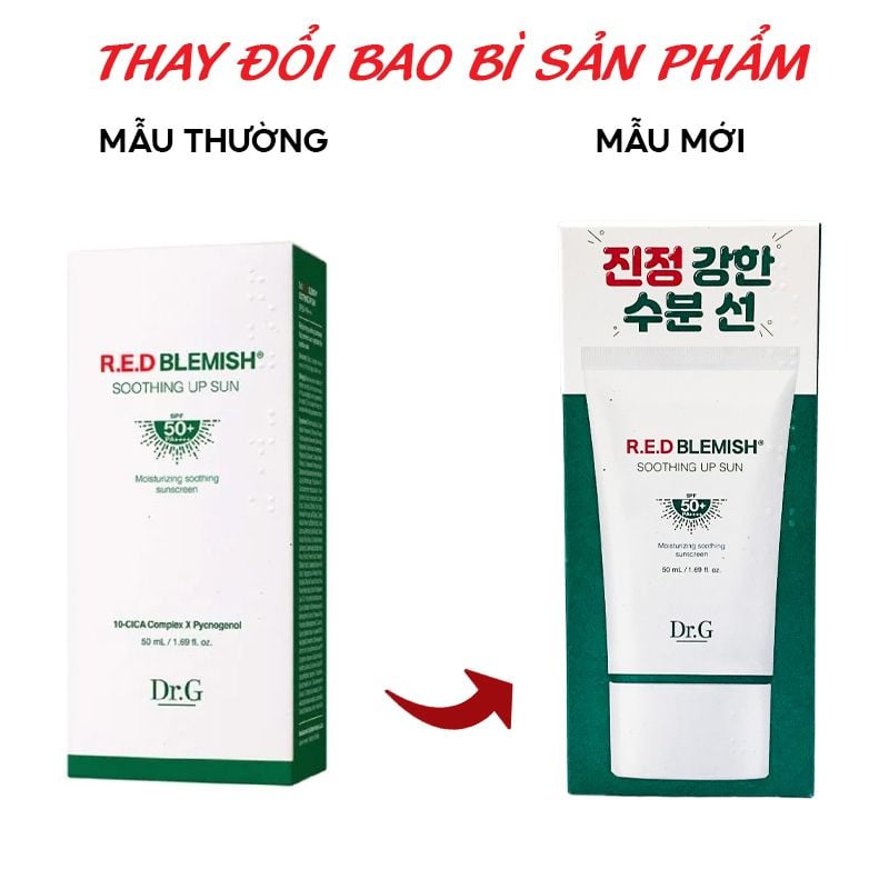 Kem Chống Nắng Dr.G Chống Tia Hồng Ngoại, Quang Phổ Rộng Cho Da Mụn Nhạy Cảm R.E.D Blemish Soothing Up Sun SPF50+ PA++++ 50ml