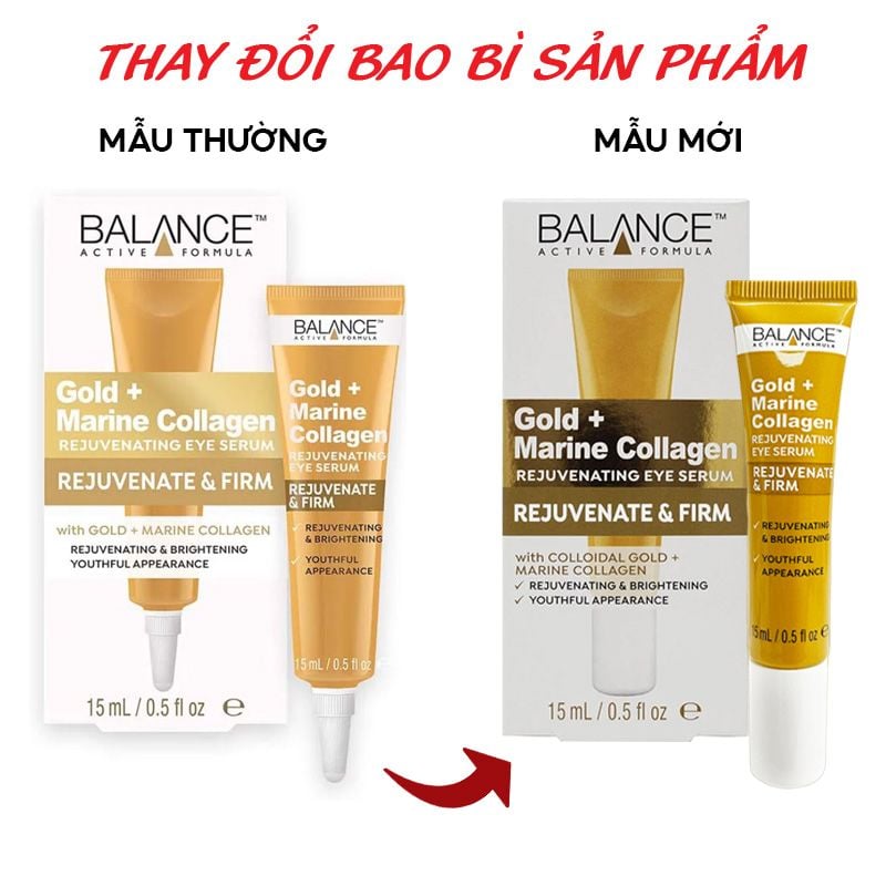 Serum Balance Active Formula Tinh Chất Dưỡng Da Vùng Mắt Ngừa Lão Hóa  Gold + Marine Collagen Rejuvenating Eye Serum 15ml