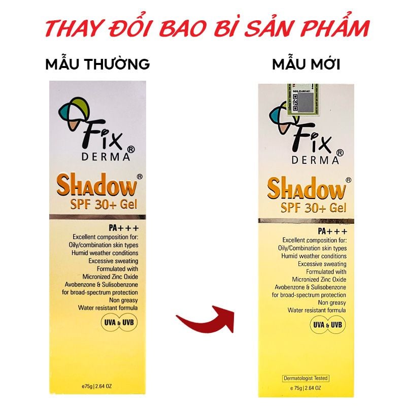 Gel Chống Nắng FIXDERMA Dưỡng Ẩm Da Shadow SPF30+ Gel 75g