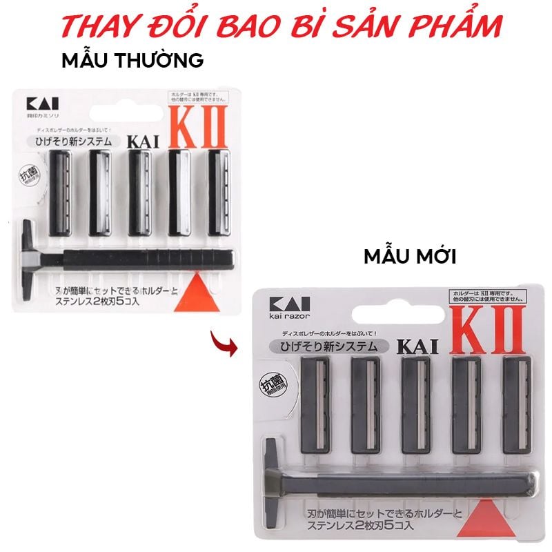 Set Dao Cạo Râu 2 Lưỡi Kép Kai - 1 Thân, 5 Lưỡi