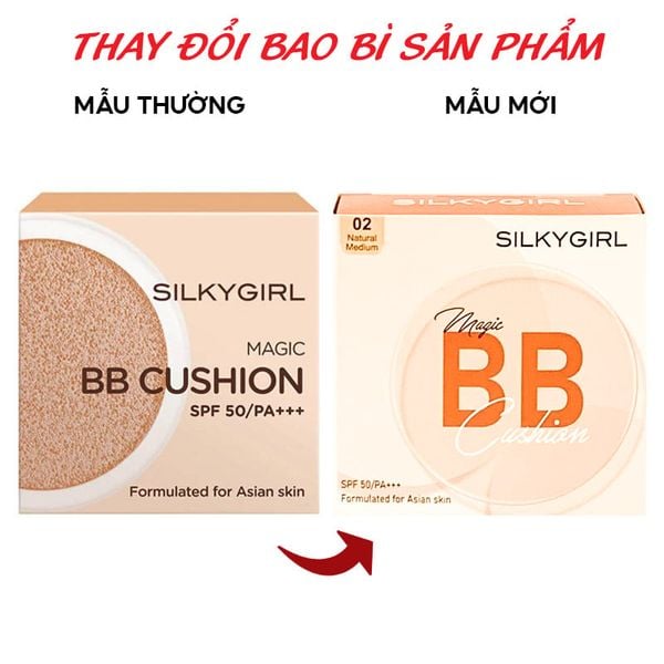  Phấn Nước Silkygirl Che Phủ Tốt, Kiềm Dầu Hiệu Quả Magic BB Cushion SPF50/PA+++ 15g 