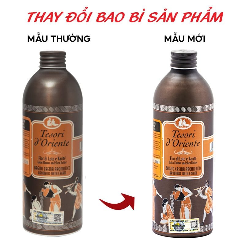 Sữa Tắm Hương Nước Hoa Ý Cao Cấp Nhiều Mùi Tesori d'Oriente Aromatic Bath Cream