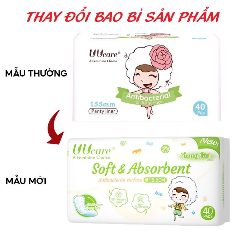 Băng Vệ Sinh Kháng Khuẩn Hằng Ngày UUcare Young Girl Series 15.5cm (Che tên sản phẩm khi giao hàng)