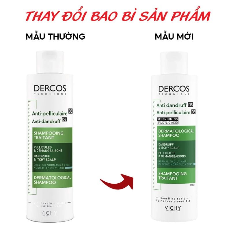 [200ml] Dầu Gội Vichy Làm Sạch Gàu, Hỗ Trợ Giảm Ngứa Dành Cho Da Dầu Dercos Anti Dandruff Dermatological Shampoo
