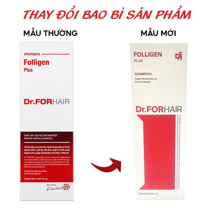 Dầu Gội Giảm Rụng Tóc, Giảm Dầu Dr.FORHAIR Folligen Plus Shampoo