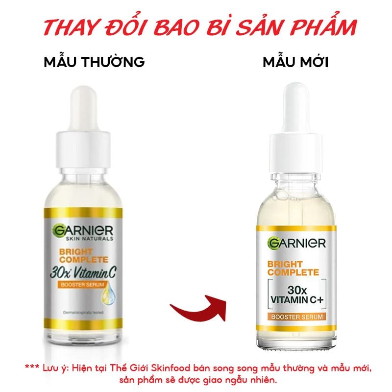 Serum Garnier Tinh Chất Hỗ Trợ Sáng Da, Mờ Thâm Light Complete Vitamin C 30X Booster Serum