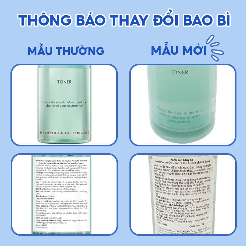 Nước Hoa Hồng Eucerin Dành Cho Da Mụn Acne-Oil Control Pro Acne Solution Toner 200ml