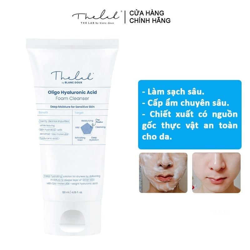 Sữa Rửa Mặt THE LAB Làm Sạch Sâu, Dưỡng Ẩm Oligo Hyaluronic Acid Foam Cleanser 120ml