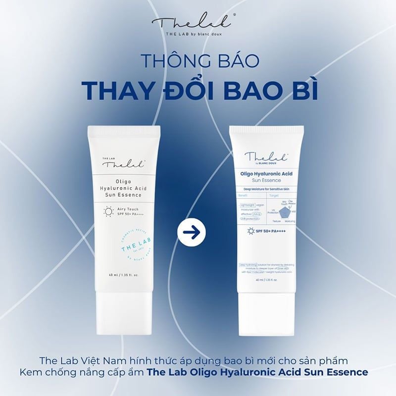 Kem Chống Nắng The Lab Cấp Ẩm Dành Cho Da Khô Nhạy Cảm Oligo Hyaluronic Acid Sun Essence SPF50+ PA++++ 40ml
