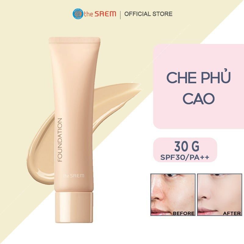 Kem Nền Che Phủ Tốt, Chiết Xuất Thiên Nhiên The Saem Airy Cotton Foundation SPF30/PA++