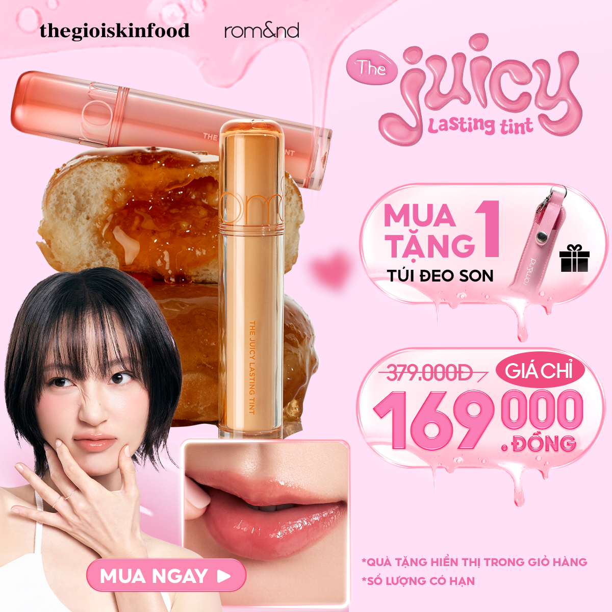 [NEW][Màu 1-39] Son Tint Lì, Căng Bóng Romand The Juicy Lasting Tint