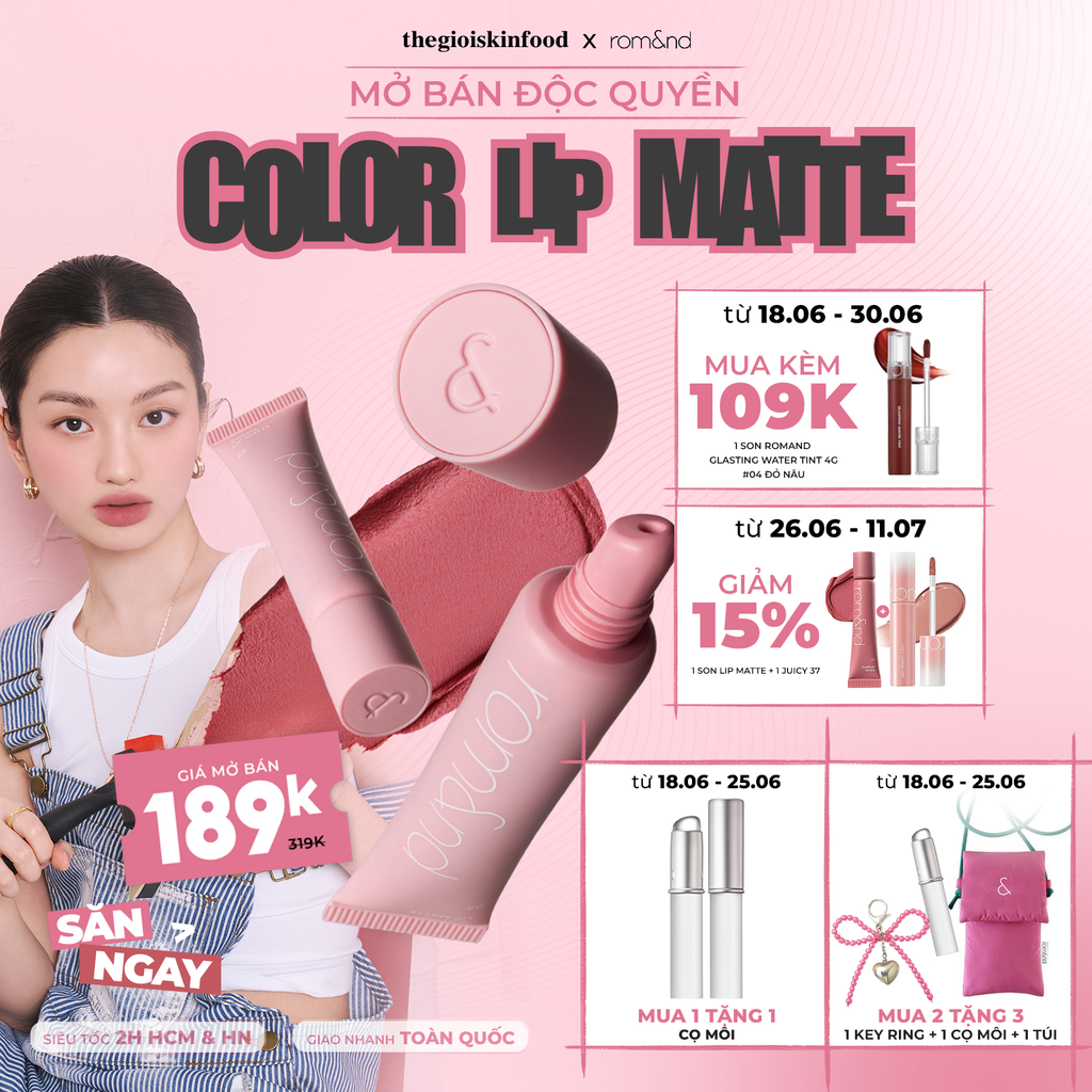 Son Bùn Romand Kiêm Má Hồng Mịn Lì Color Lip Matte 8g