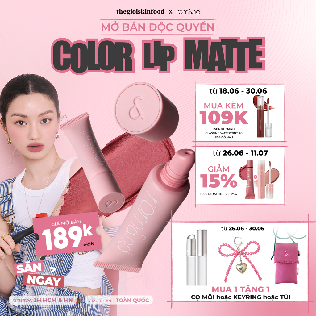 Son Bùn Romand Kiêm Má Hồng Mịn Lì Color Lip Matte 8g