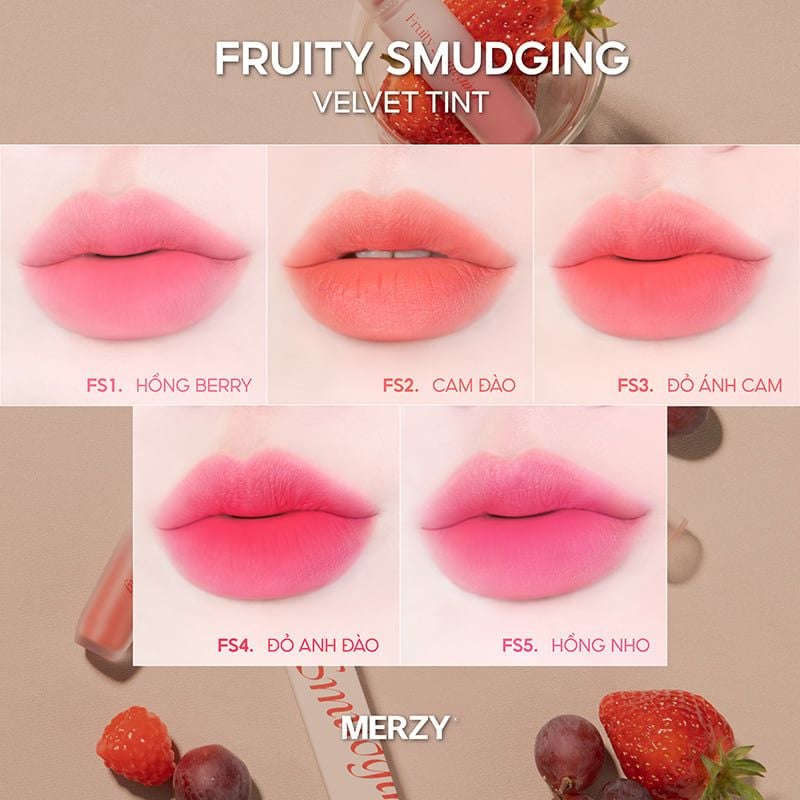 Son Kem Lì Mịn Mượt Merzy Fruity Smudging Velvet Tint 3.5g