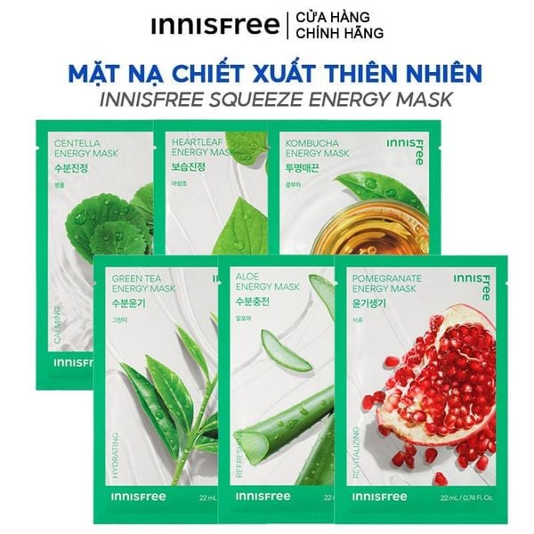 Mặt Nạ Miếng Chiết Xuất Từ Thiên Nhiên Innisfree Squeeze Energy Mask 22ml