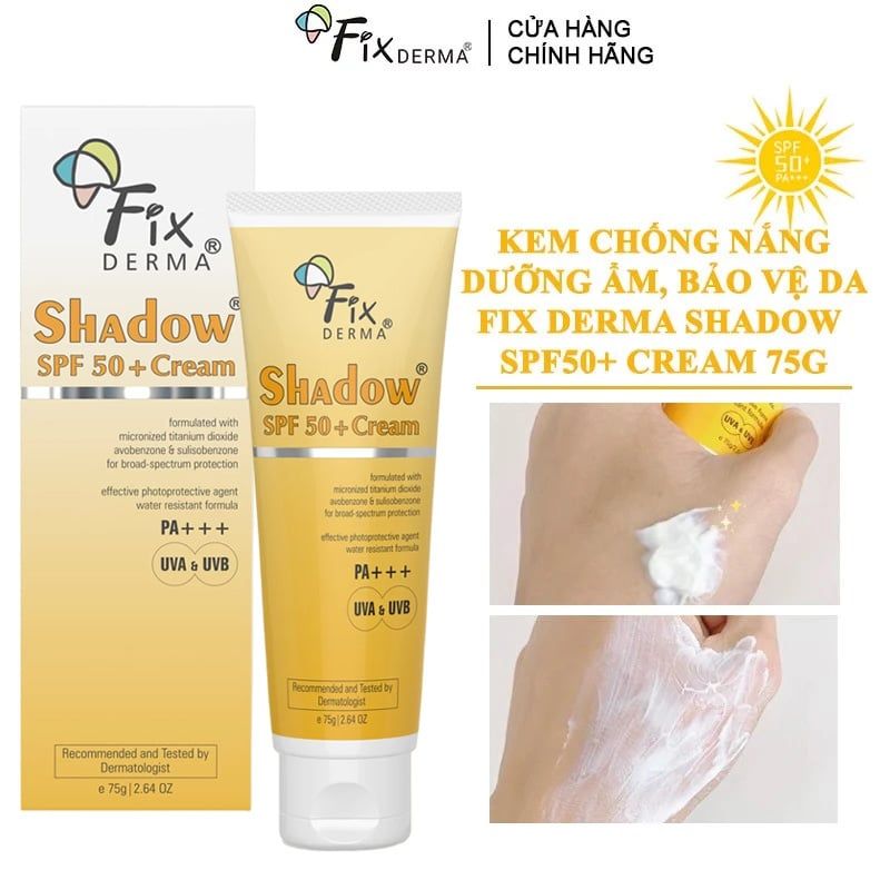 Kem Chống Nắng FIXDERMA Dưỡng Ẩm & Bảo Vệ Da Shadow SPF50+ Cream 75g