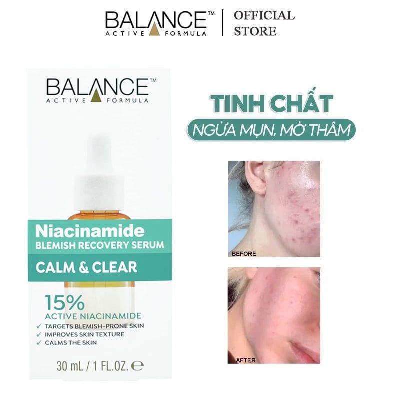 Serum Balance Active Formula Ngừa Mụn Mờ Thâm Niacinamide Blemish Recovery Serum 30ml