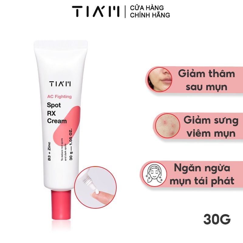 Kem Chấm Mụn Giảm Viêm Sưng, Ngăn Ngừa Vết Thâm Sẹo Tiam AC Fighting Spot RX Cream 30g