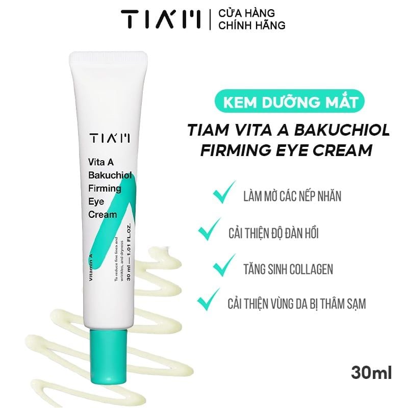 Kem Dưỡng Mắt Hỗ Trợ Giảm Nếp Nhăn, Mờ Quầng Thâm Tiam Vita A Bakuchiol Firming Eye Cream 30ml