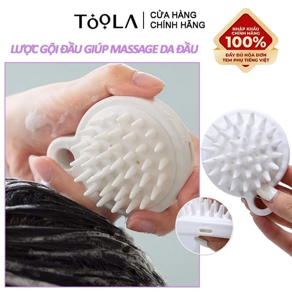  [NHẬP KHẨU] Lược Gội Đầu TOOLA Giúp Massage Da Đầu Giảm Rụng Tóc Scalp Massage Brush - TLA009 