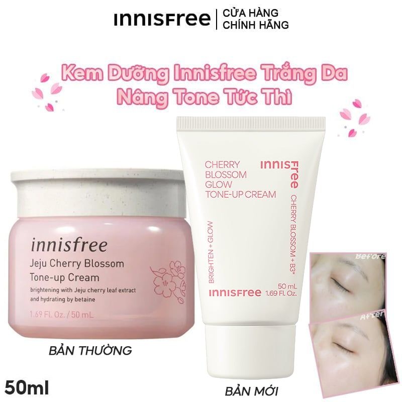 Kem Dưỡng Nâng Tone Hỗ Trợ Dưỡng Da Sáng Mịn Innisfree Jeju Cherry Blossom Tone-up Cream 50ml